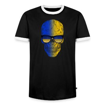 Ukraine - T-shirt contrasté Homme - noir/blanc - Devant - AI Model Female 172 light (172cm) & AI Model Male 178 light (178cm)