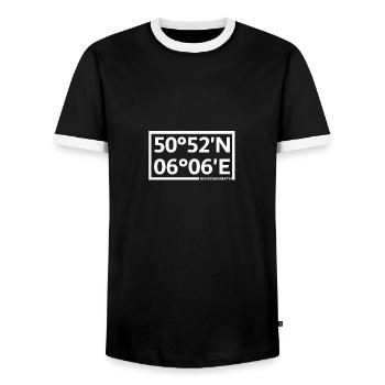 Herzogenrath coordinates - Men's Ringer Shirt - black/white - Front - AI Model Female 172 light (172cm) & AI Model Male 178 light (178cm)