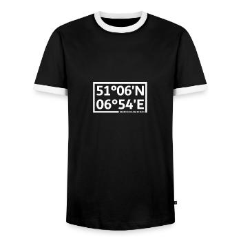 Coordonnées de Monheim am Rhein - T-shirt contrasté Homme - noir/blanc - Devant - AI Model Female 172 light (172cm) & AI Model Male 178 light (178cm)