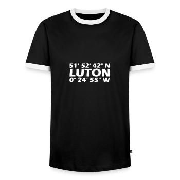 Luton Coordinates - Men's Ringer Shirt - black/white - Front - AI Model Female 172 light (172cm) & AI Model Male 178 light (178cm)