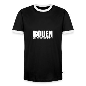 Coordonnées de Rouen - T-shirt contrasté Homme - noir/blanc - Devant - AI Model Female 172 light (172cm) & AI Model Male 178 light (178cm)