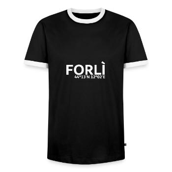 Forlì Koordinaten - Männer Kontrast-T-Shirt - Schwarz/Weiß - Vorne - AI Model Female 172 light (172cm) & AI Model Male 178 light (178cm)