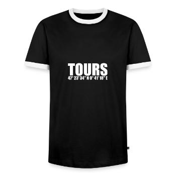 Tours Coordinates - Men's Ringer Shirt - black/white - Front - AI Model Female 172 light (172cm) & AI Model Male 178 light (178cm)