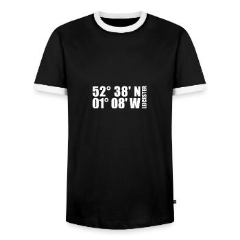 Leicester coordinates - Men's Ringer Shirt - black/white - Front - AI Model Female 172 light (172cm) & AI Model Male 178 light (178cm)