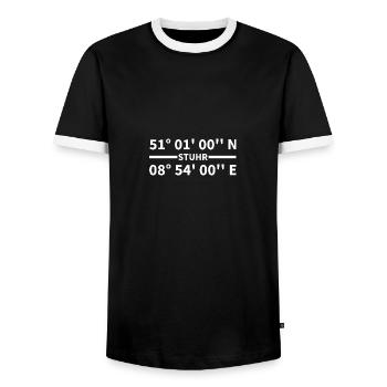 Stuhr coordinates - Men's Ringer Shirt - black/white - Front - AI Model Female 172 light (172cm) & AI Model Male 178 light (178cm)