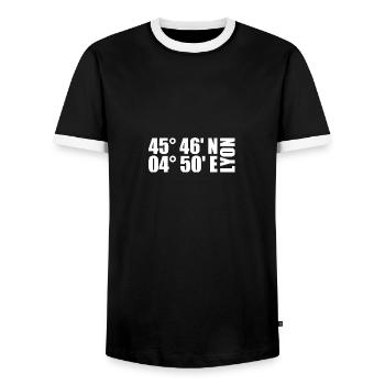 Lyon coordinates - Men's Ringer Shirt - black/white - Front - AI Model Female 172 light (172cm) & AI Model Male 178 light (178cm)