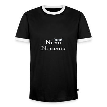 NI VU NI CONNU - T-shirt contrasté Homme - noir/blanc - Devant - AI Model Female 172 light (172cm) & AI Model Male 178 light (178cm)