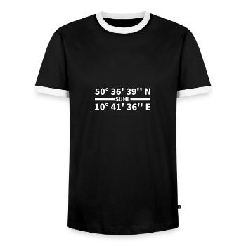 Suhl Koordinaten - Männer Kontrast-T-Shirt - Schwarz/Weiß - Vorne - AI Model Female 172 light (172cm) & AI Model Male 178 light (178cm)