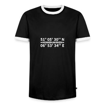 Coordonnées de Monheim am Rhein - T-shirt contrasté Homme - noir/blanc - Devant - AI Model Female 172 light (172cm) & AI Model Male 178 light (178cm)