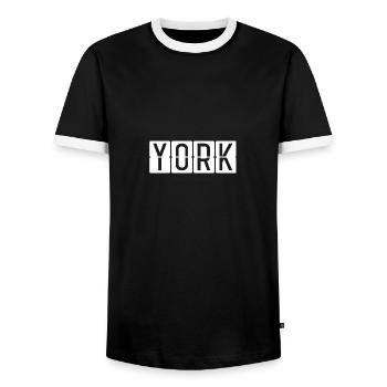 Panneau de l’aéroport de York - T-shirt contrasté Homme - noir/blanc - Devant - AI Model Female 172 light (172cm) & AI Model Male 178 light (178cm)