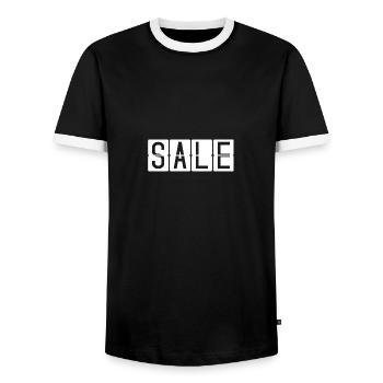 Sale Flughafentafel - Männer Kontrast-T-Shirt - Schwarz/Weiß - Vorne - AI Model Female 172 light (172cm) & AI Model Male 178 light (178cm)