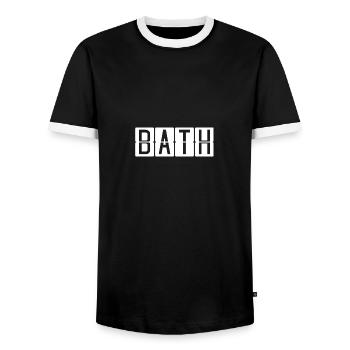 Bath Flughafentafel - Männer Kontrast-T-Shirt - Schwarz/Weiß - Vorne - AI Model Female 172 light (172cm) & AI Model Male 178 light (178cm)