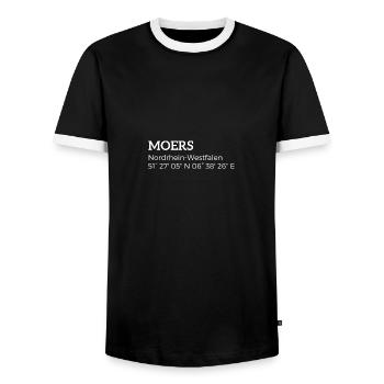 les coordonnées de Moers, Rhénanie-du-Nord-Westphalie - T-shirt contrasté Homme - noir/blanc - Devant - AI Model Female 172 light (172cm) & AI Model Male 178 light (178cm)