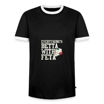 Alles ist Betta mit Feta - Männer Kontrast-T-Shirt - Schwarz/Weiß - Vorne - AI Model Female 172 light (172cm) & AI Model Male 178 light (178cm)
