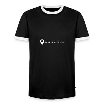 Nordhorn coordinates - Men's Ringer Shirt - black/white - Front - AI Model Female 172 light (172cm) & AI Model Male 178 light (178cm)