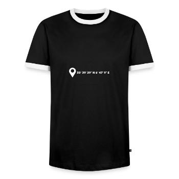 Euskirchen coordinates - Men's Ringer Shirt - black/white - Front - AI Model Female 172 light (172cm) & AI Model Male 178 light (178cm)