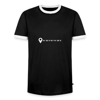 Unna coordinates - Men's Ringer Shirt - black/white - Front - AI Model Female 172 light (172cm) & AI Model Male 178 light (178cm)