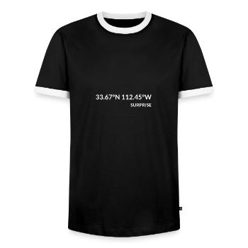Coordonnées Surprise Arizona USA - T-shirt contrasté Homme - noir/blanc - Devant - AI Model Female 172 light (172cm) & AI Model Male 178 light (178cm)