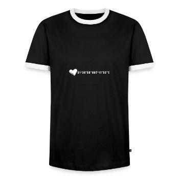 Recklinghausen Herz Koordinaten - Männer Kontrast-T-Shirt - Schwarz/Weiß - Vorne - AI Model Female 172 light (172cm) & AI Model Male 178 light (178cm)