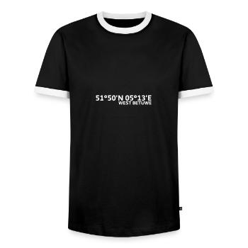 Coordonnées de Betuwe Ouest - T-shirt contrasté Homme - noir/blanc - Devant - AI Model Female 172 light (172cm) & AI Model Male 178 light (178cm)