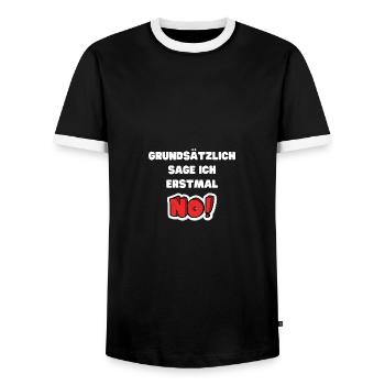 Avant de demander Pas Drôle Humour Cadeaux Drôle - T-shirt contrasté Homme - noir/blanc - Devant - AI Model Female 172 light (172cm) & AI Model Male 178 light (178cm)