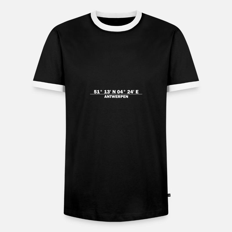 Antwerp coordinates - Men's Ringer Shirt - black/white