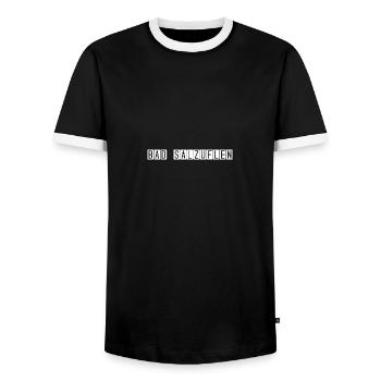 Bad Salzuflen airport sign - Men's Ringer Shirt - black/white - Front - AI Model Female 172 light (172cm) & AI Model Male 178 light (178cm)