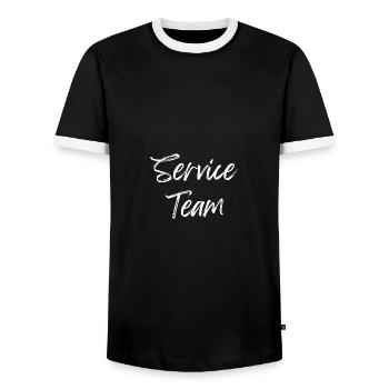 Service Team Waiter Support Team Service Group - Men's Ringer Shirt - black/white - Front - AI Model Female 172 light (172cm) & AI Model Male 178 light (178cm)