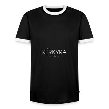 Corfu, Greece, Mediterranean Sea, Ionian Islands - Men's Ringer Shirt - black/white - Front - AI Model Female 172 light (172cm) & AI Model Male 178 light (178cm)