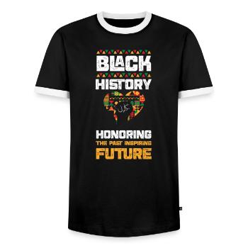 Black History Honoring The Past... - Men's Ringer Shirt - black/white - Front - AI Model Female 172 light (172cm) & AI Model Male 178 light (178cm)