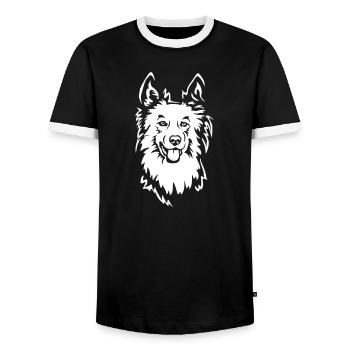 Harzer Fuchs Head "Black Edition" - Men's Ringer Shirt - black/white - Front - AI Model Female 172 light (172cm) & AI Model Male 178 light (178cm)