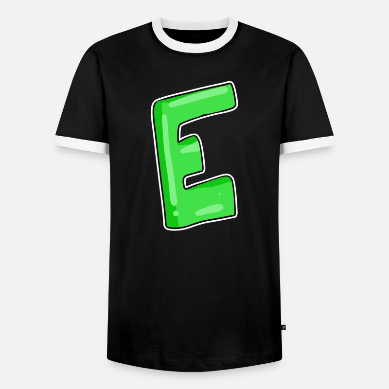 Letter E Initial point - Men's Ringer Shirt - black/white