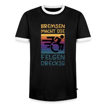 Braking makes the rims dirty - Men's Ringer Shirt - black/white - Front - AI Model Female 172 light (172cm) & AI Model Male 178 light (178cm)