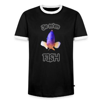 Je m'en Fish - T-shirt contrasté Homme - noir/blanc - Devant - AI Model Female 172 light (172cm) & AI Model Male 178 light (178cm)