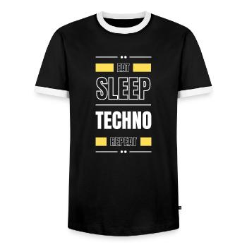 manger du sommeil techno répéter l’idée cadeau en disant fête - T-shirt contrasté Homme - noir/blanc - Devant - AI Model Female 172 light (172cm) & AI Model Male 178 light (178cm)