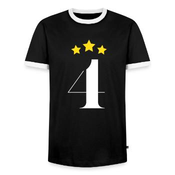 4ème anniversaire étoilé - T-shirt contrasté Homme - noir/blanc - Devant - AI Model Female 172 light (172cm) & AI Model Male 178 light (178cm)