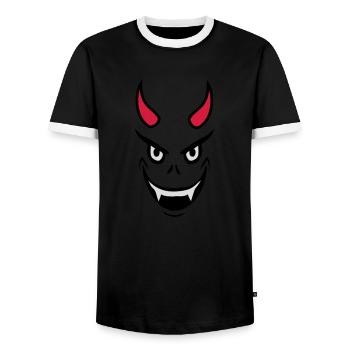 Conception du visage du diable maléfique - T-shirt contrasté Homme - noir/blanc - Devant - AI Model Female 172 light (172cm) & AI Model Male 178 light (178cm)