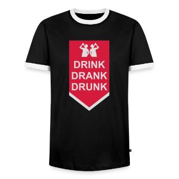 drink drank drunk Zitat - Männer Kontrast-T-Shirt - Schwarz/Weiß - Vorne - AI Model Female 172 light (172cm) & AI Model Male 178 light (178cm)