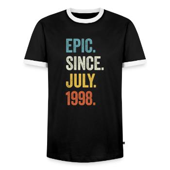 25 Years Old Epic Since July 1998 25th Birthday - Men's Ringer Shirt - black/white - Front - AI Model Female 172 light (172cm) & AI Model Male 178 light (178cm)
