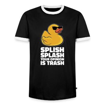 Cool Splish Splash Your Opinion Is Trash Duckie Ru - Men's Ringer Shirt - black/white - Front - AI Model Female 172 light (172cm) & AI Model Male 178 light (178cm)