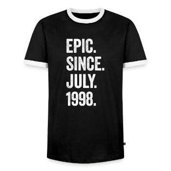 25 Years Old Epic Since July 1998 25th Birthday - Men's Ringer Shirt - black/white - Front - AI Model Female 172 light (172cm) & AI Model Male 178 light (178cm)