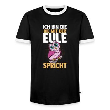 Eulen - Männer Kontrast-T-Shirt - Schwarz/Weiß - Vorne - AI Model Female 172 light (172cm) & AI Model Male 178 light (178cm)