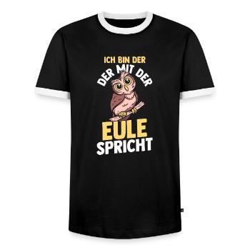 Eulen - Männer Kontrast-T-Shirt - Schwarz/Weiß - Vorne - AI Model Female 172 light (172cm) & AI Model Male 178 light (178cm)
