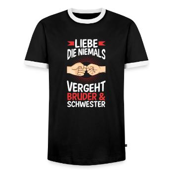 Geschwister Bruder und Schwester - Männer Kontrast-T-Shirt - Schwarz/Weiß - Vorne - AI Model Female 172 light (172cm) & AI Model Male 178 light (178cm)