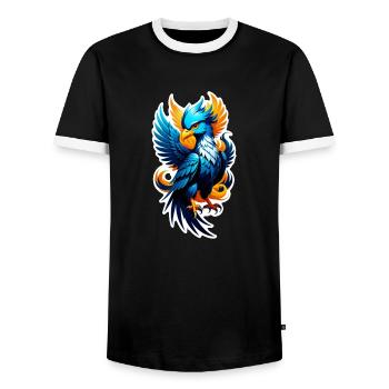 Phenix - Phoenix - Firebird - Men's Ringer Shirt - black/white - Front - AI Model Female 172 light (172cm) & AI Model Male 178 light (178cm)