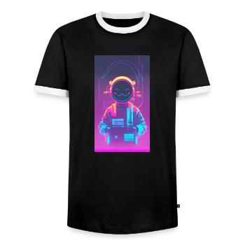Cyber chill - Männer Kontrast-T-Shirt - Schwarz/Weiß - Vorne - AI Model Female 172 light (172cm) & AI Model Male 178 light (178cm)