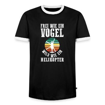 Pilot Helicopter Helicopter - Men's Ringer Shirt - black/white - Front - AI Model Female 172 light (172cm) & AI Model Male 178 light (178cm)