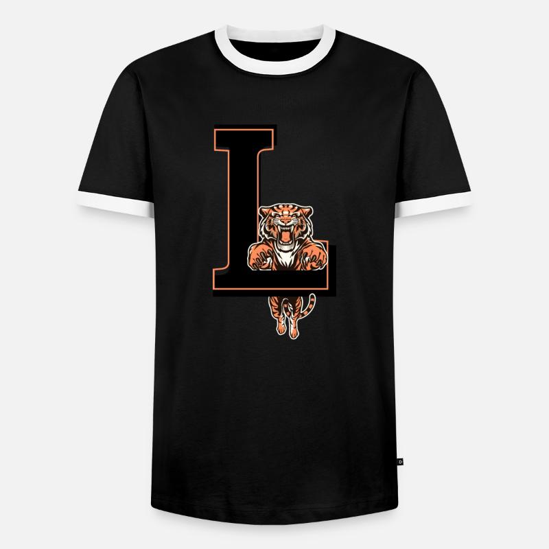Letter l tiger - gift idea - Men's Ringer Shirt - black/white