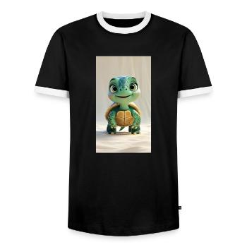Skurrile 3D-animierte Schildkröte - Männer Kontrast-T-Shirt - Schwarz/Weiß - Vorne - AI Model Female 172 light (172cm) & AI Model Male 178 light (178cm)