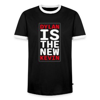 Dylan Is The New Kevin - Men's Ringer Shirt - black/white - Front - AI Model Female 172 light (172cm) & AI Model Male 178 light (178cm)